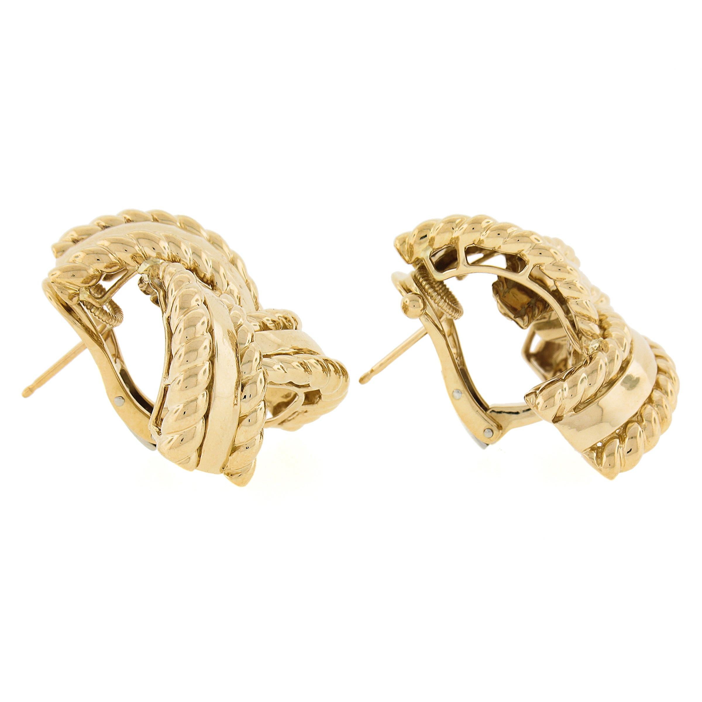 Sabbadini 18k Yellow Gold Rope Style Infinity Love Knot Stud Clip On Earrings 2