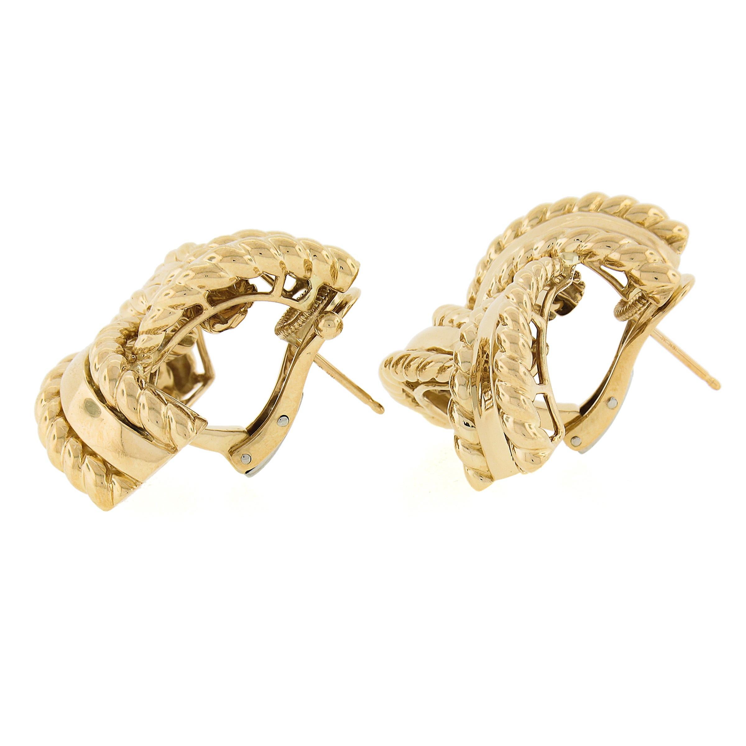 Sabbadini 18k Yellow Gold Rope Style Infinity Love Knot Stud Clip On Earrings 3