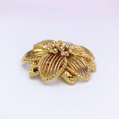 Sabbadini 18 Karat Gelbgold und Diamanten Große Blumenbrosche