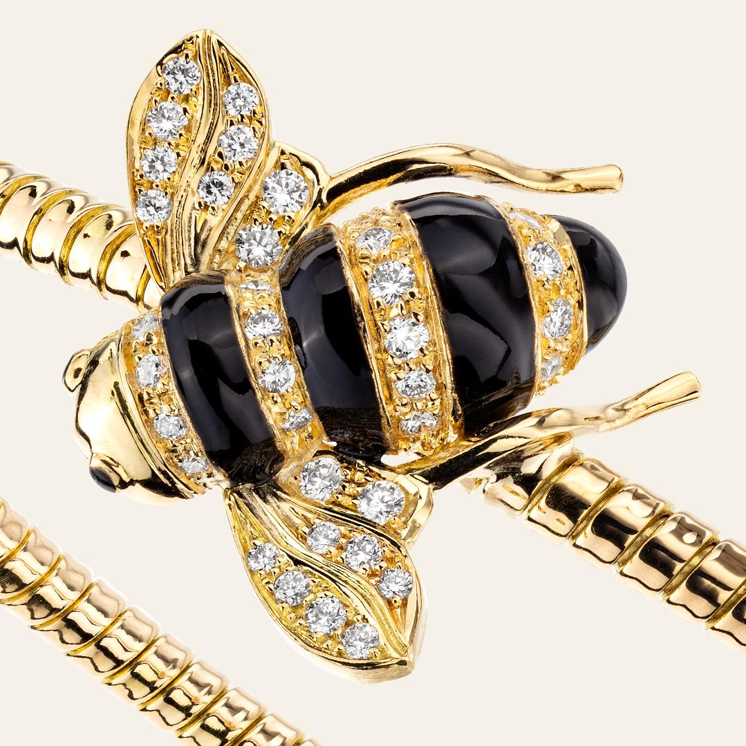 Contemporain Sabbadini Bracelet en laque abeille et or en vente
