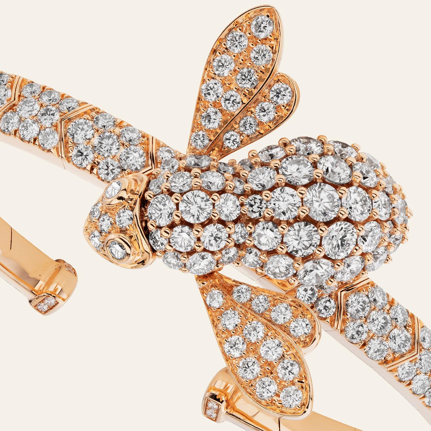 Contemporary Sabbadini Bee Bracelet in Titanium, Diamonds & Pink Gold For Sale