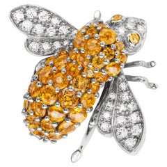 Sabbadini Bee Brooch in Citrines with Diamonds