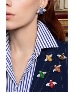 Sabbadini Bee Brooch Invisible Setting in Orange Sapphires with Diamonds