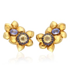 Sabbadini Blue and Yellow Sapphire Earrings