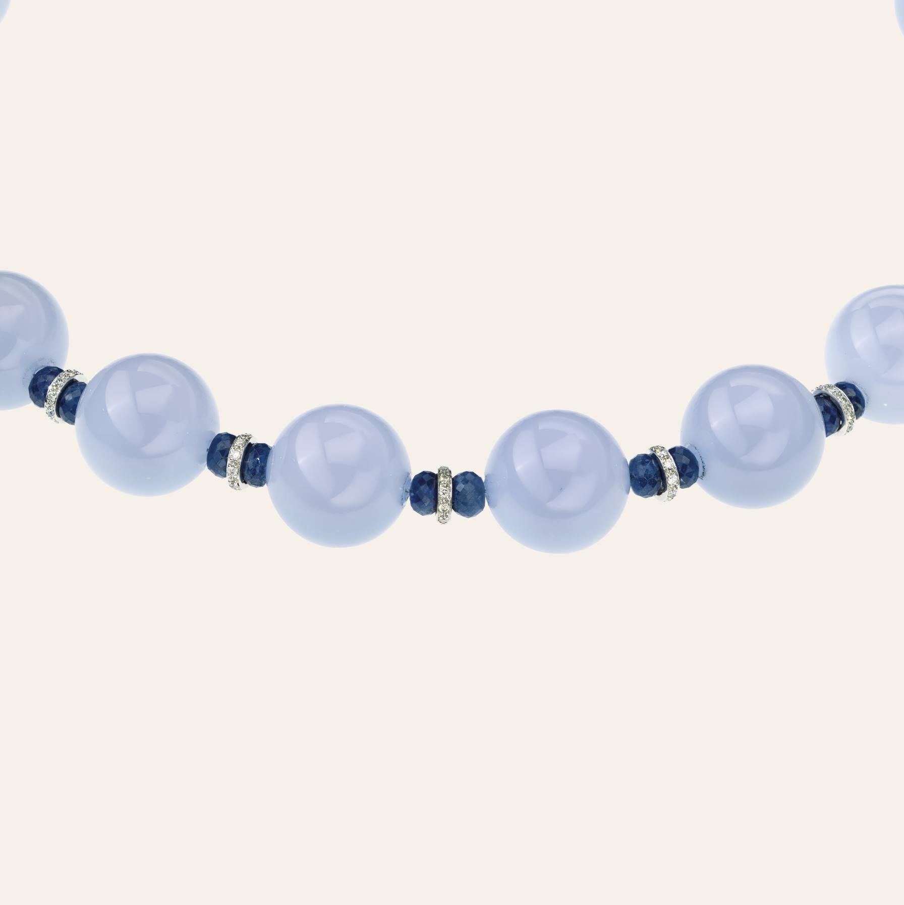 Contemporary Sabbadini Chalcedony Beaded Necklace For Sale