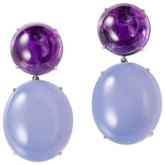 Sabbadini Cocktail Earrings with Amethyst and Chalcedony