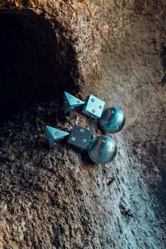 Sabbadini Contemporary Titanium, Gold and Diamond Earrings