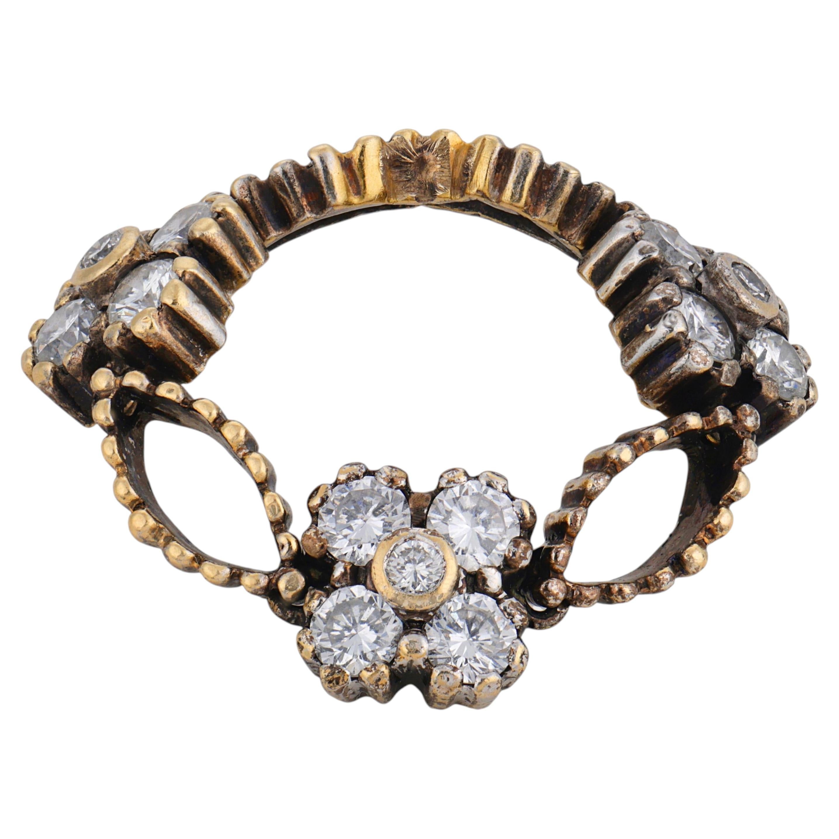 Sabbadini diamond 18k yellow gold silver flexible pinky ring
