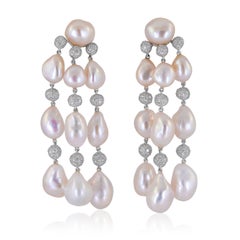 Conjunto de Pulsera y Pendientes de Diamantes y Perlas SABBADINI