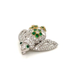 Sabbadini Diamond & Emerald 18k Gold Bee Pin Brooch