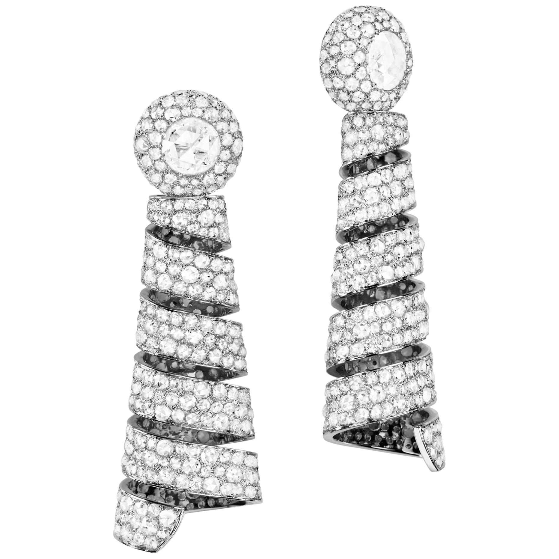 Sabbadini Vintage Inspired Diamond Pendant Earrings For Sale