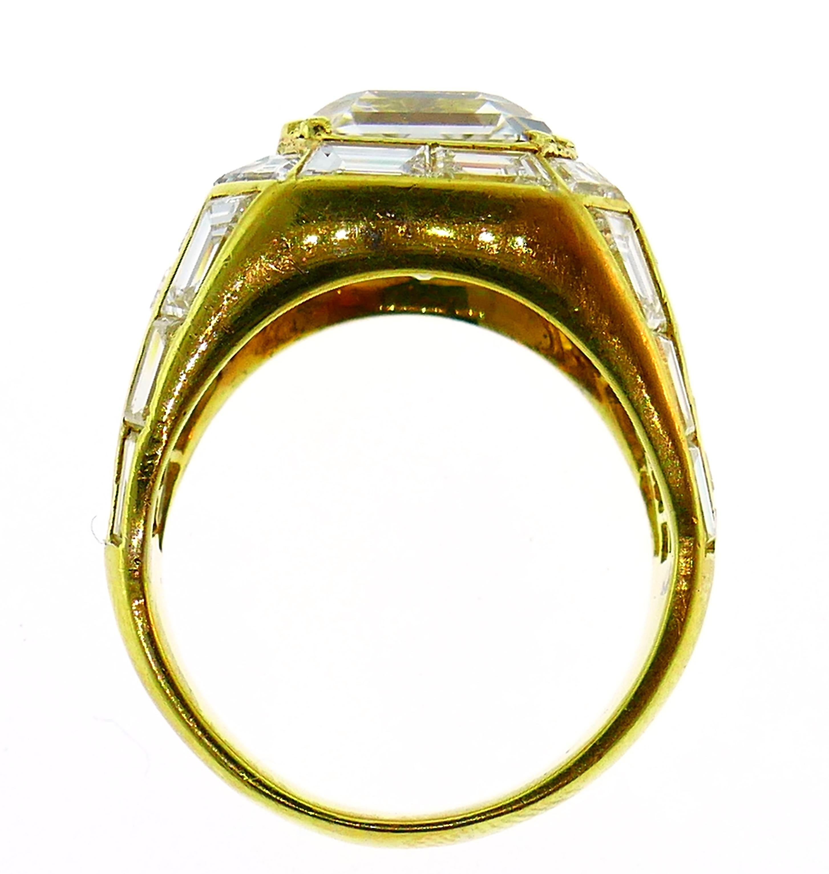 Women's or Men's Sabbadini Diamond Yellow Gold Ring, 3.23 Carat GIA
