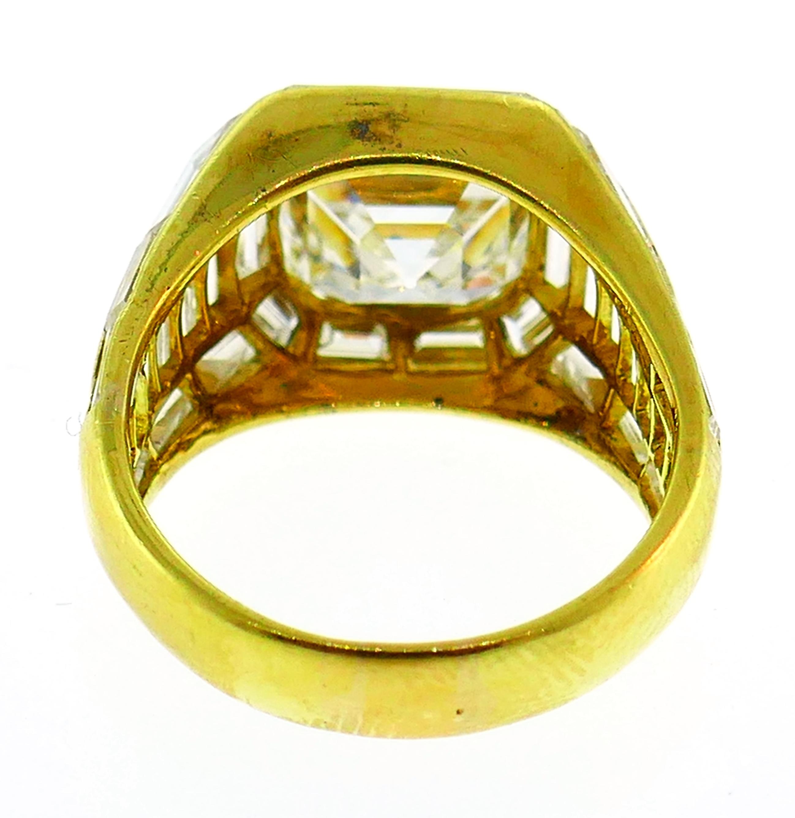 Sabbadini Diamond Yellow Gold Ring, 3.23 Carat GIA 1