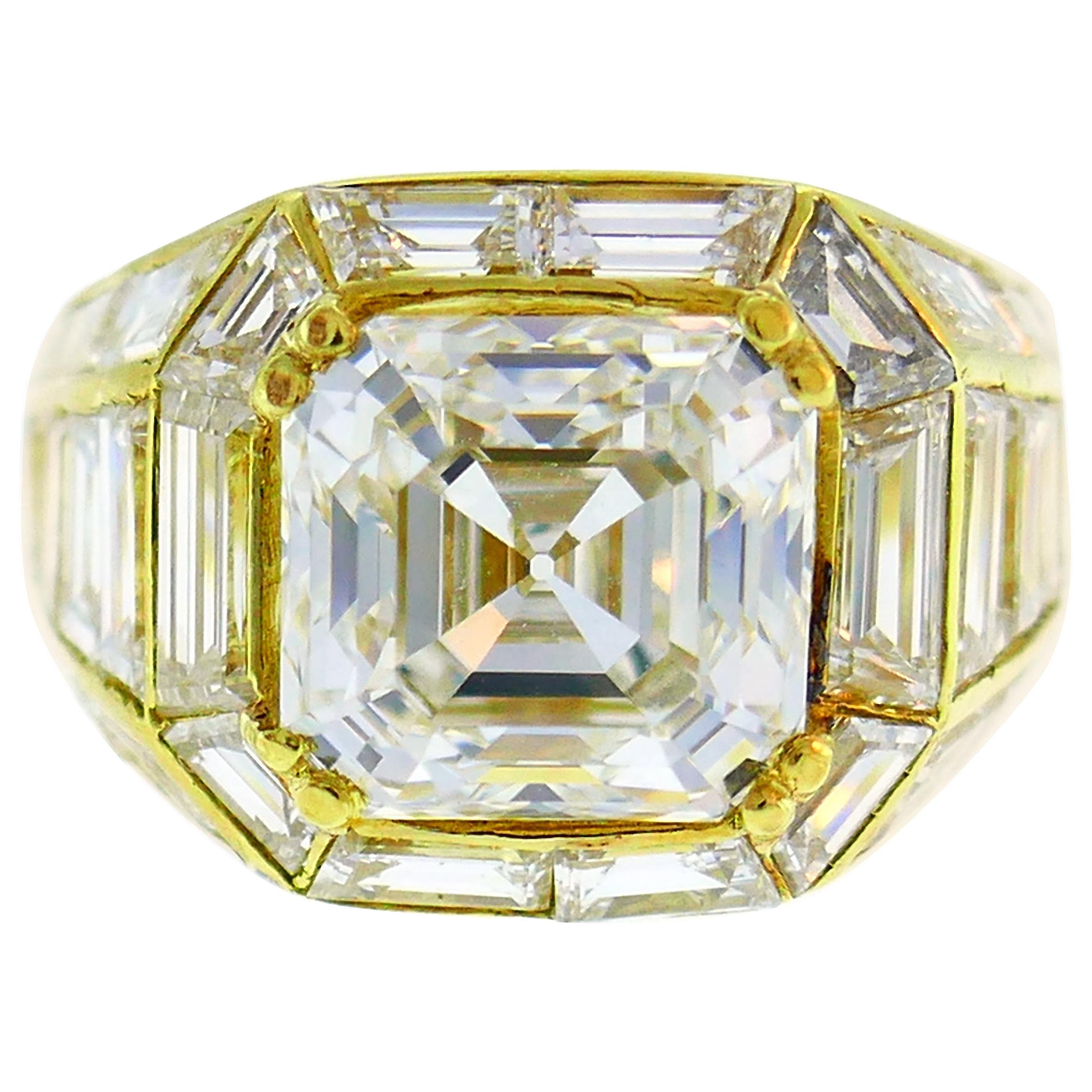 Sabbadini Diamond Yellow Gold Ring, 3.23 Carat GIA