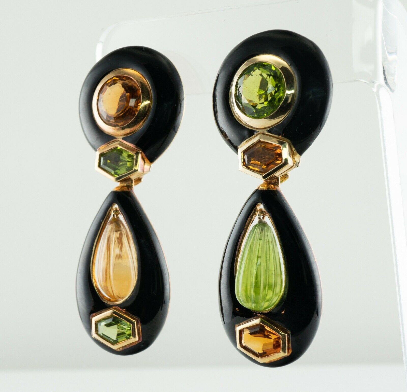 Pendientes Sabbadini Colgantes Esmalte Peridoto Citrino Oro 18K en venta 5