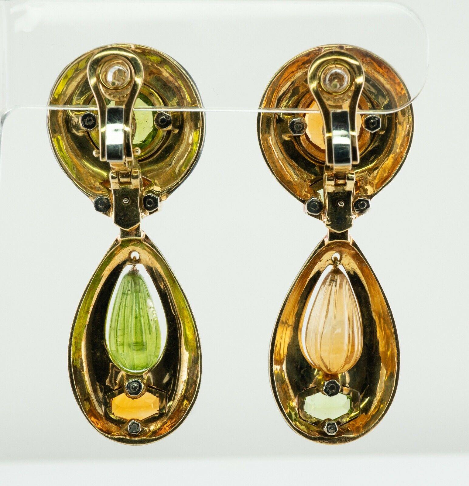 De las mujeres Pendientes Sabbadini Colgantes Esmalte Peridoto Citrino Oro 18K en venta