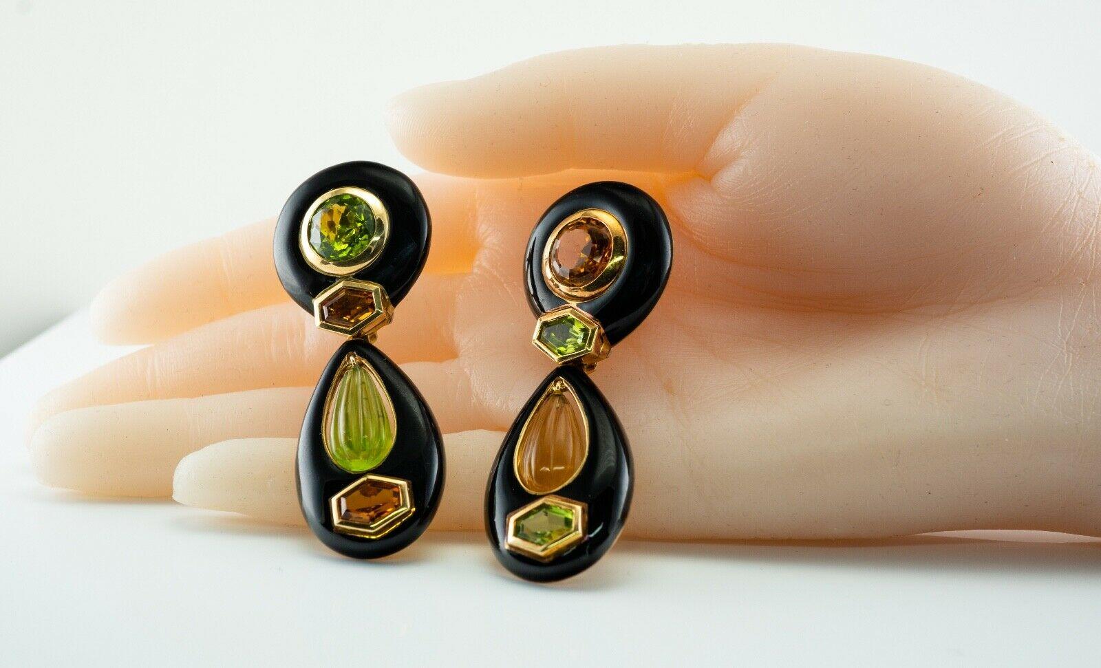 Pendientes Sabbadini Colgantes Esmalte Peridoto Citrino Oro 18K en venta 2