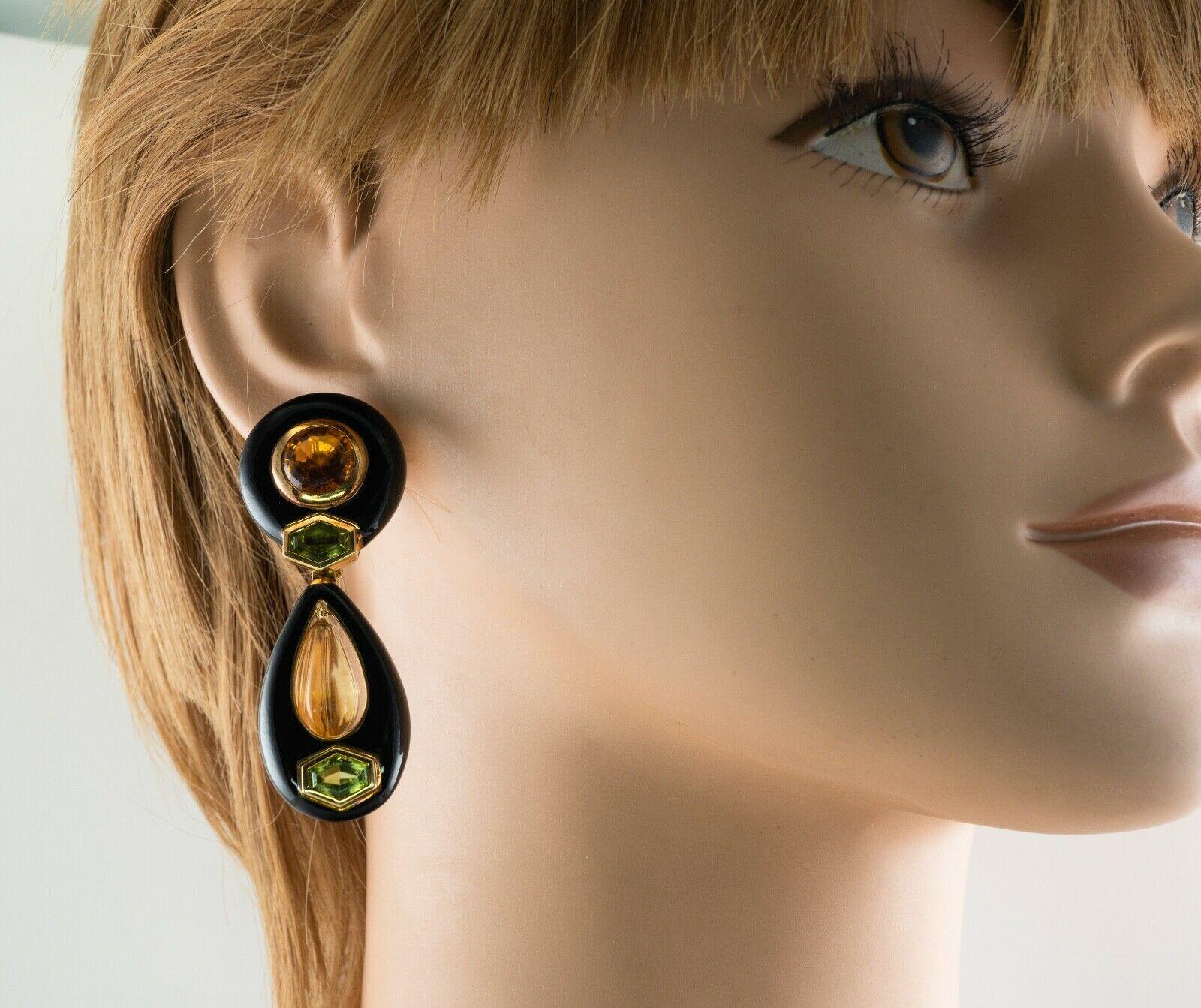 Pendientes Sabbadini Colgantes Esmalte Peridoto Citrino Oro 18K en venta 4