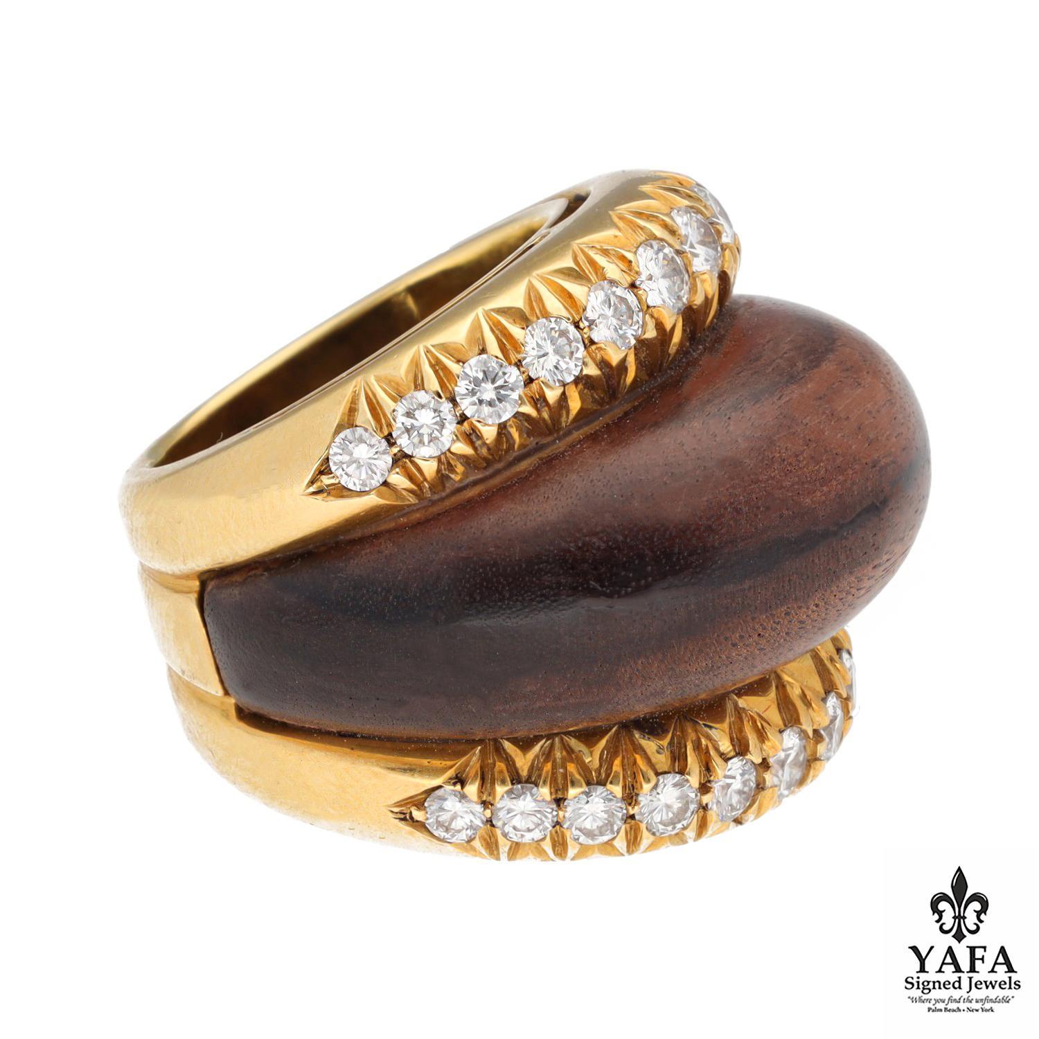 Round Cut SABBADINI Exotic Wood Dome Ring For Sale