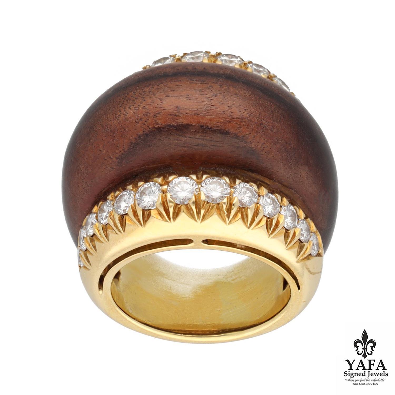 SABBADINI Exotic Wood Dome Ring In Excellent Condition For Sale In New York, NY