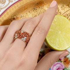 Sabbadini Flexible Orange Sapphire & Diamond Band Ring