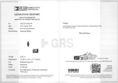 Sabbadini GIA Certified Diamond and Certified Natural Unheated Vivid Red Ruby Ri