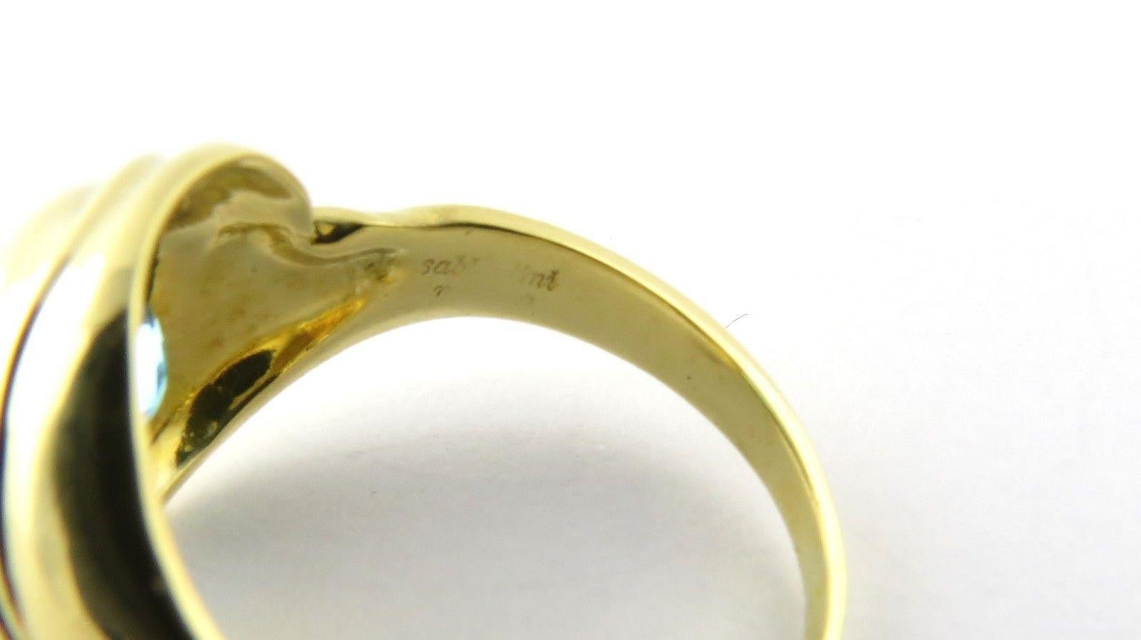 Women's Sabbadini Gioielli 18 Karat Yellow Gold Blue Topaz Ring