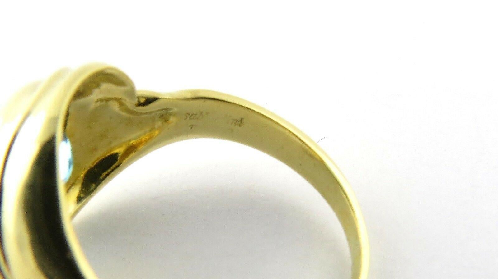 Round Cut Sabbadini Gioielli 18 Karat Yellow Gold Blue Topaz Ring