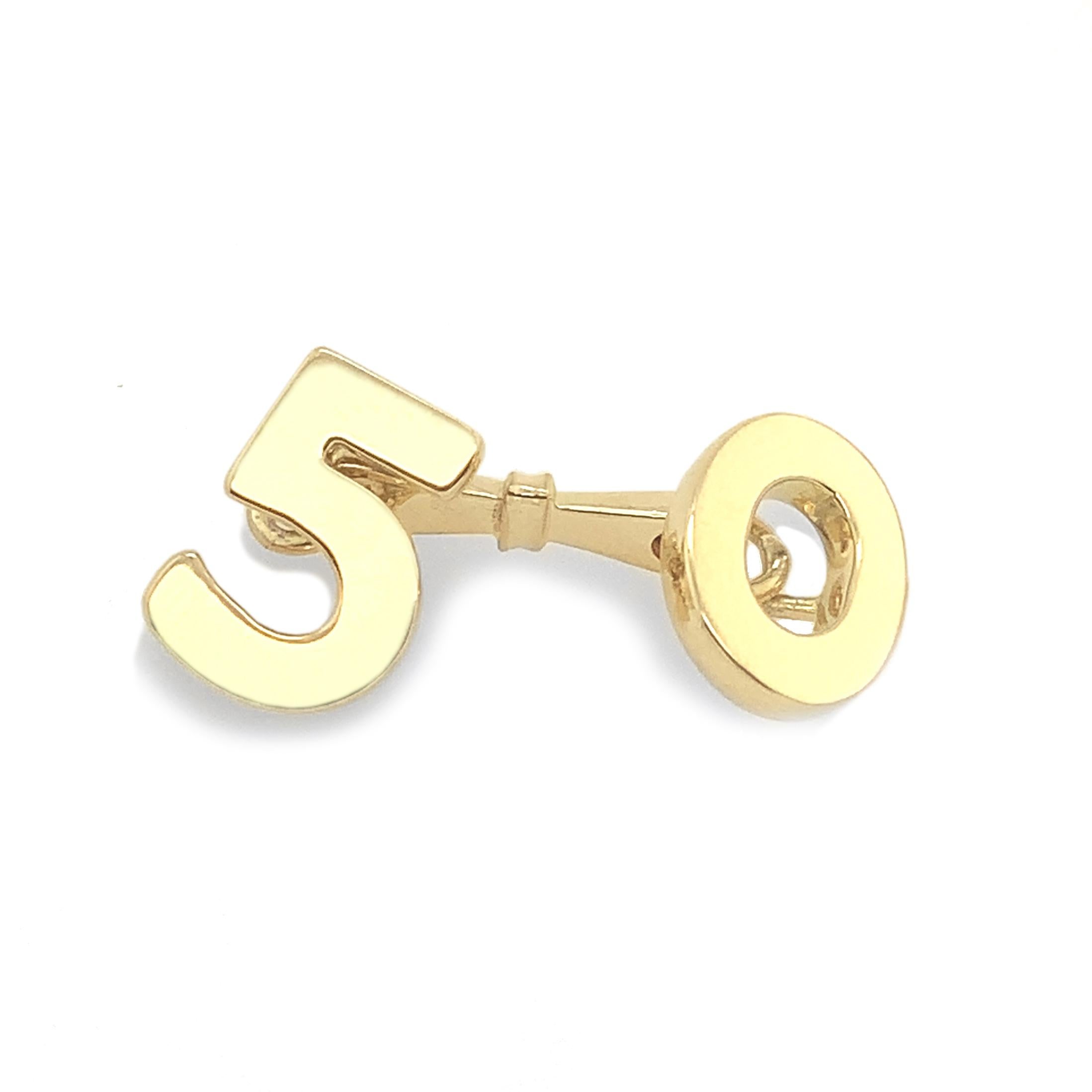 Sabbadini Gold 50/50 Cufflinks In Excellent Condition For Sale In New York, NY