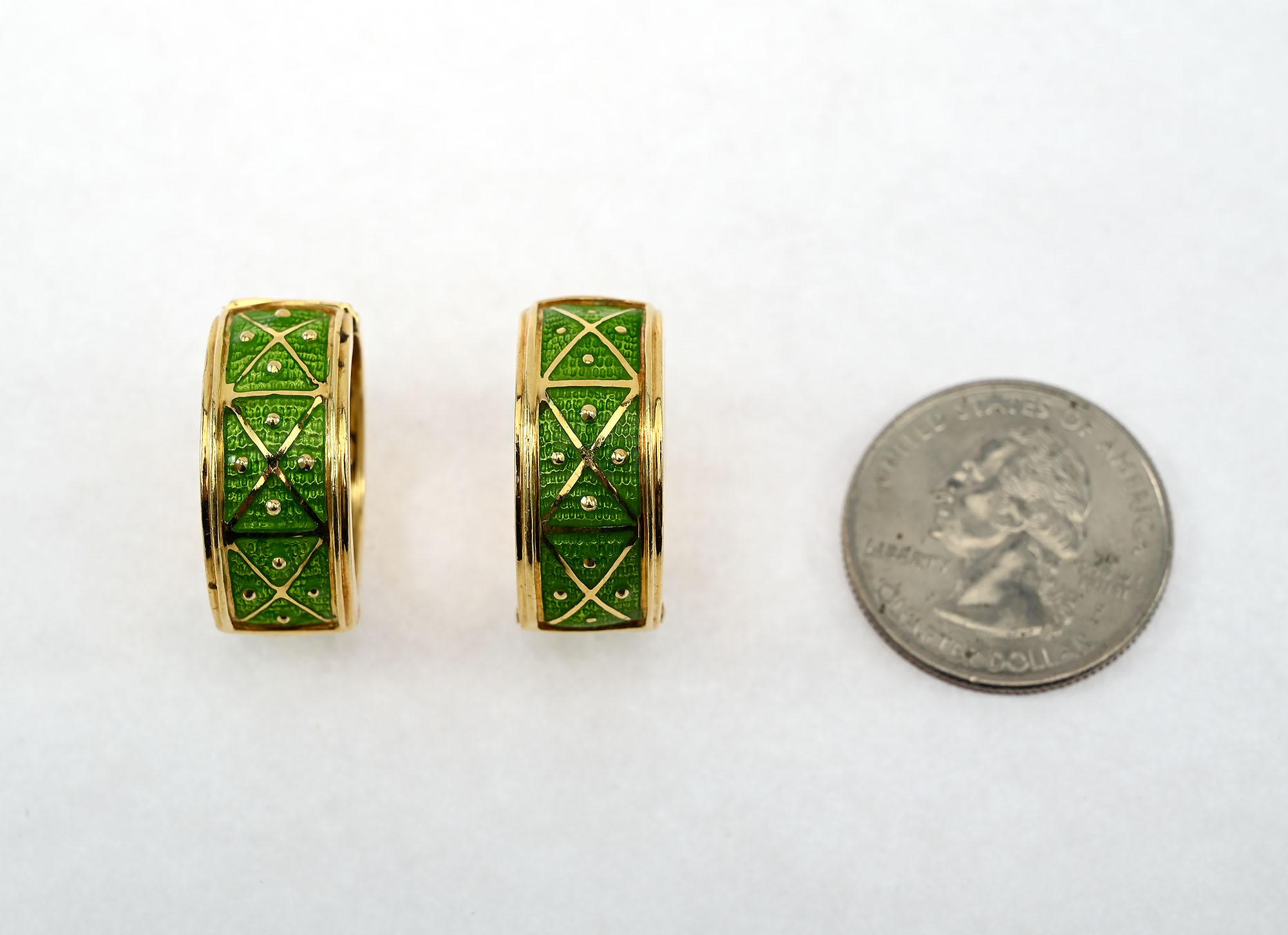 Sabbadini Gold and Enamel Hoop Earrings In Excellent Condition For Sale In Darnestown, MD