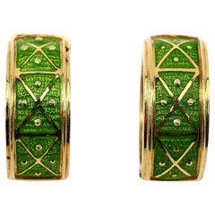 Sabbadini Gold and Enamel Hoop Earrings
