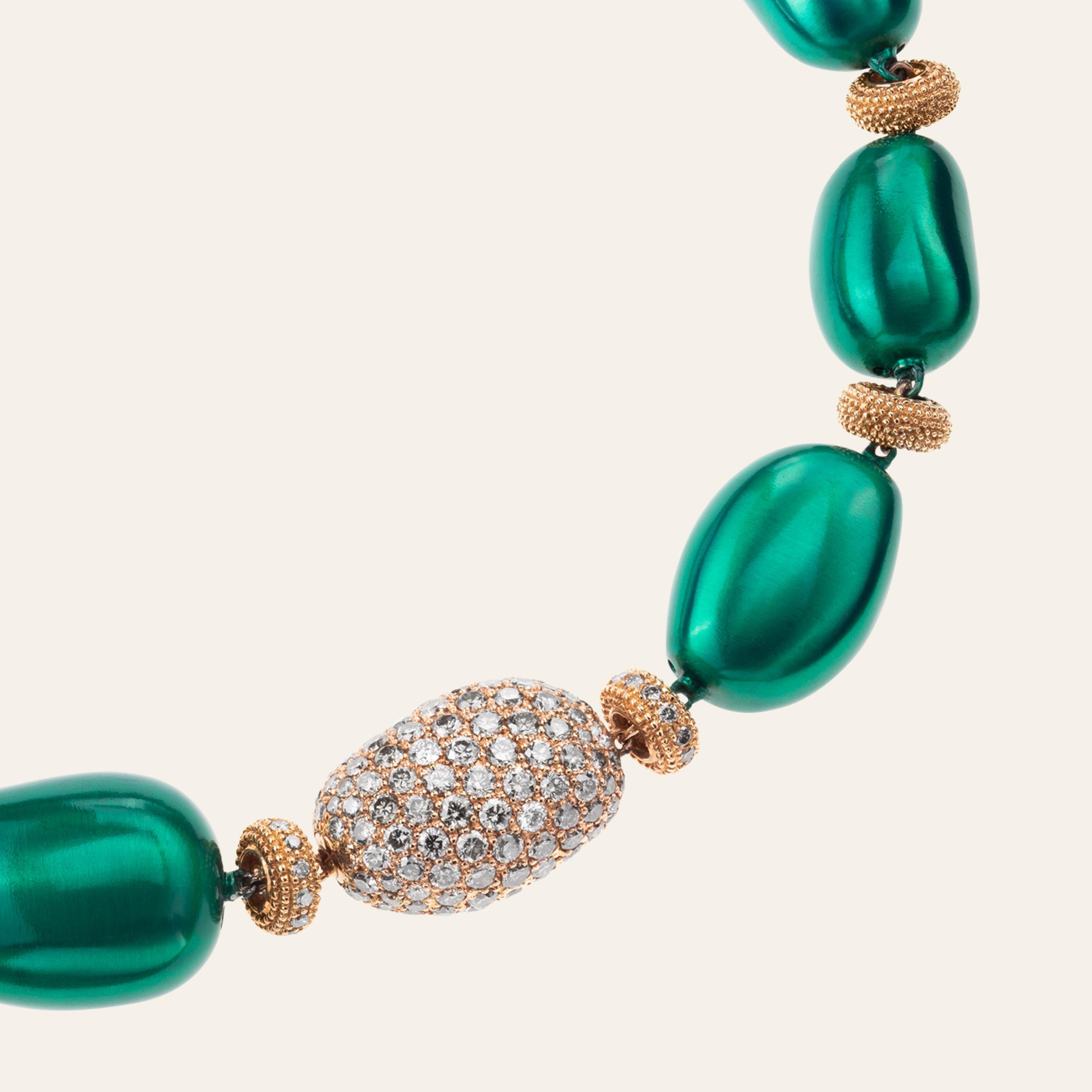 Contemporary Sabbadini Gold, Steel and Diamond Necklace For Sale