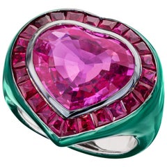 Sabbadini Heart Shaped Pink Sapphire Ring