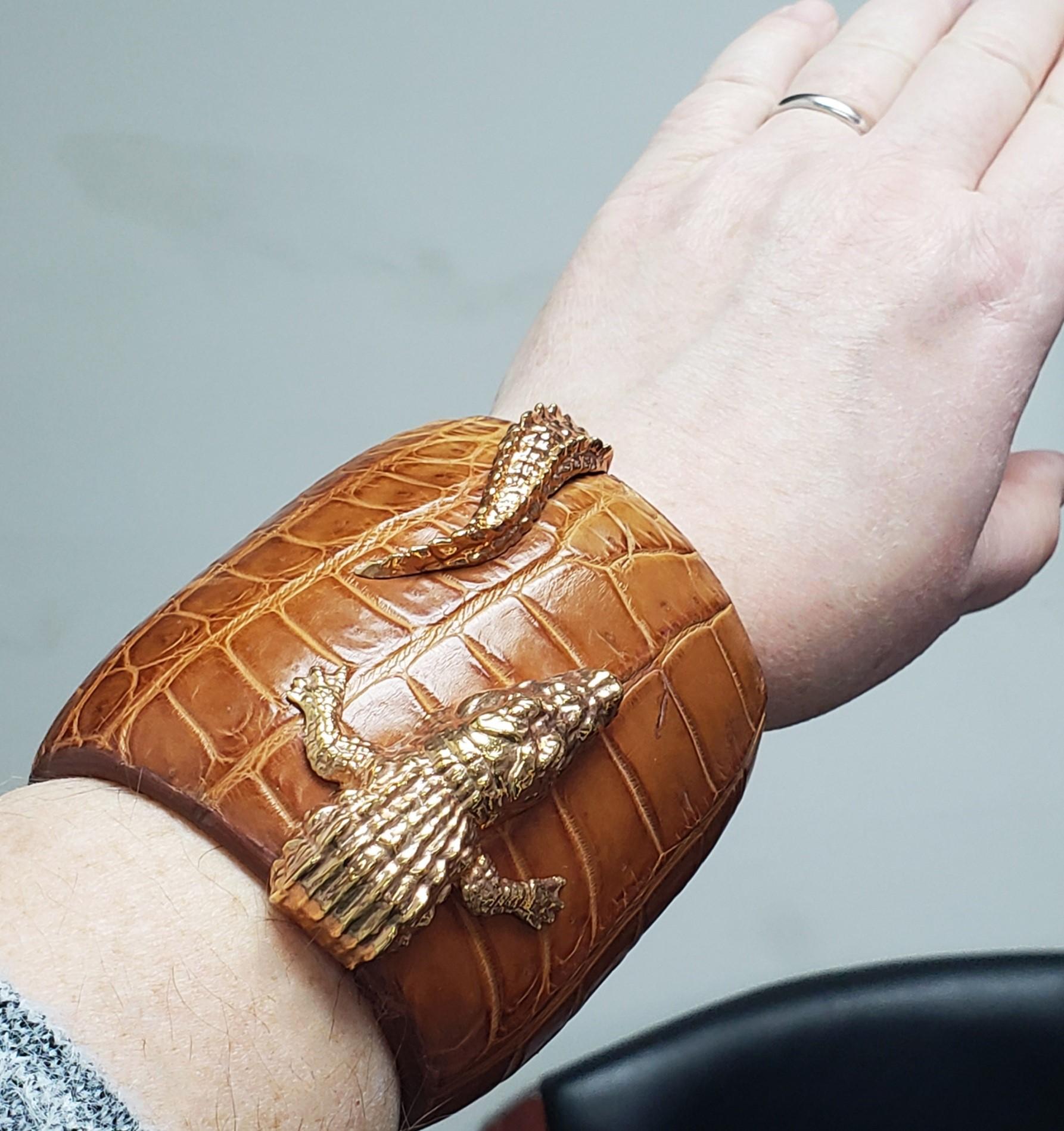 Natural leather cuff bracelet measuring 3.25