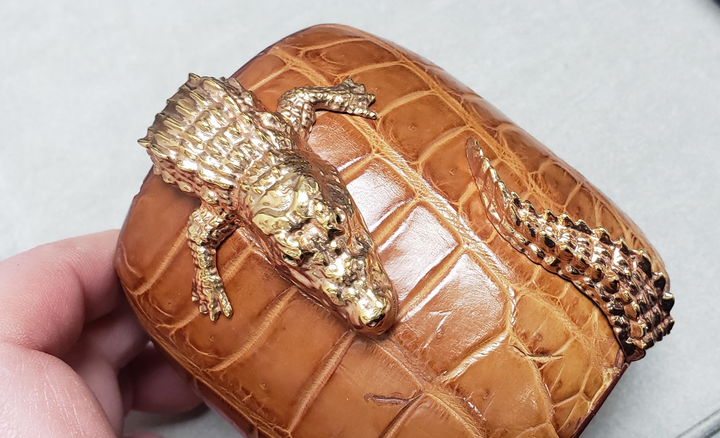 SABBADINI Italy 18K Rose Gold Alligator cuff bracelet 3.25