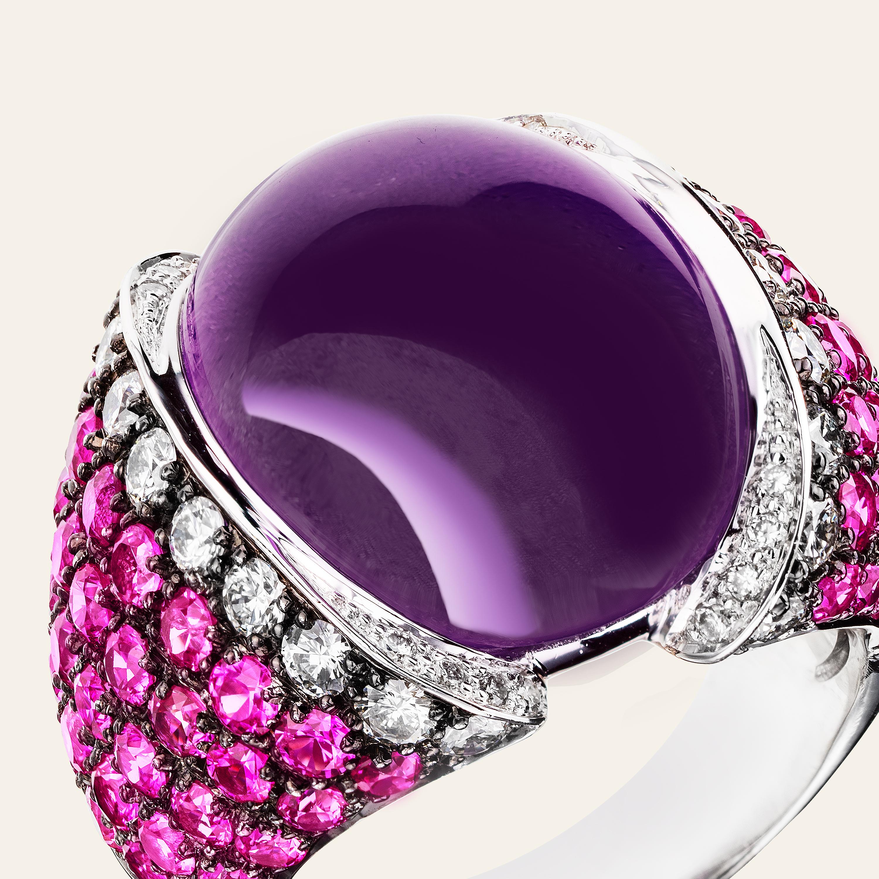 Sabbadini Jewelry Pink and Purple Amethyst Cocktail Ring In New Condition For Sale In Milan, IT