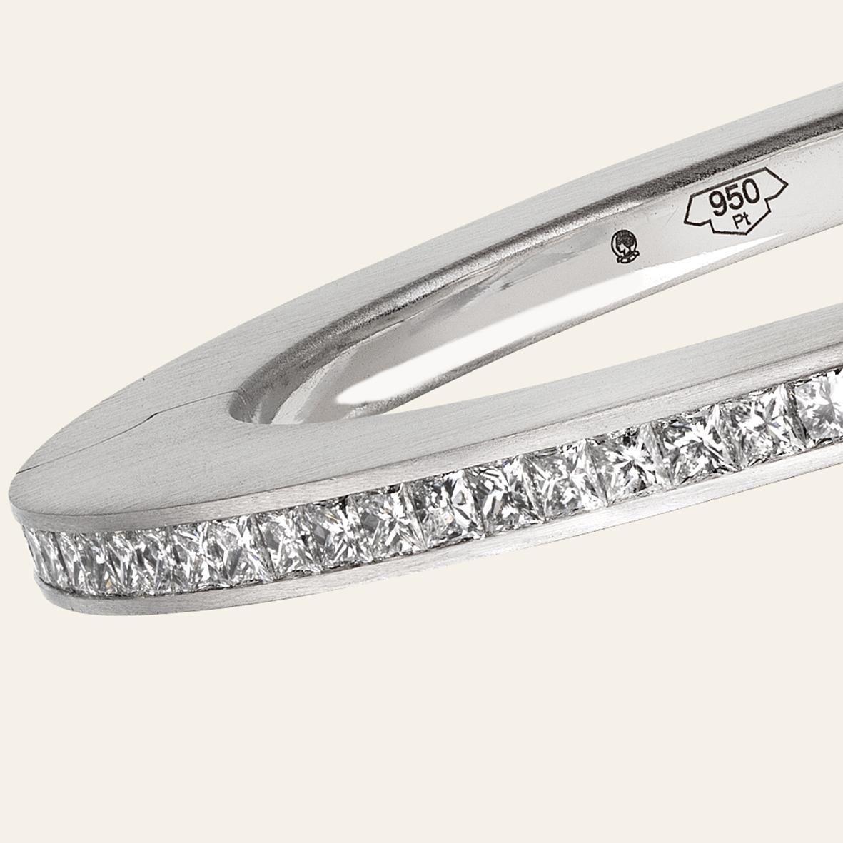 Princess Cut Sabbadini Jewelry Platinum and Diamond Bangle Bracelet For Sale