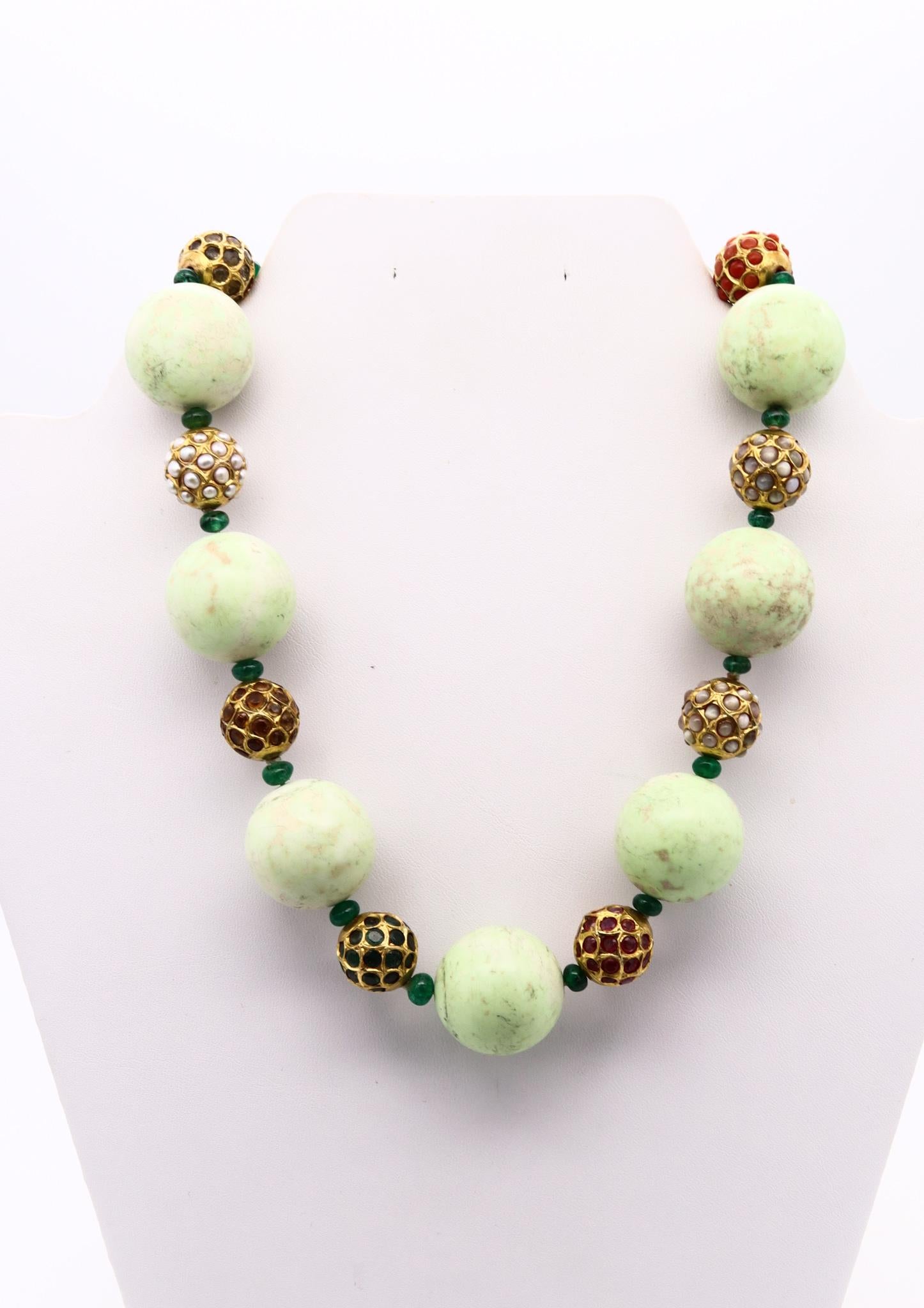 Modern Sabbadini Milano Agate Beads Necklace in 18kt Gold 45 Cts of Natural Gemstones