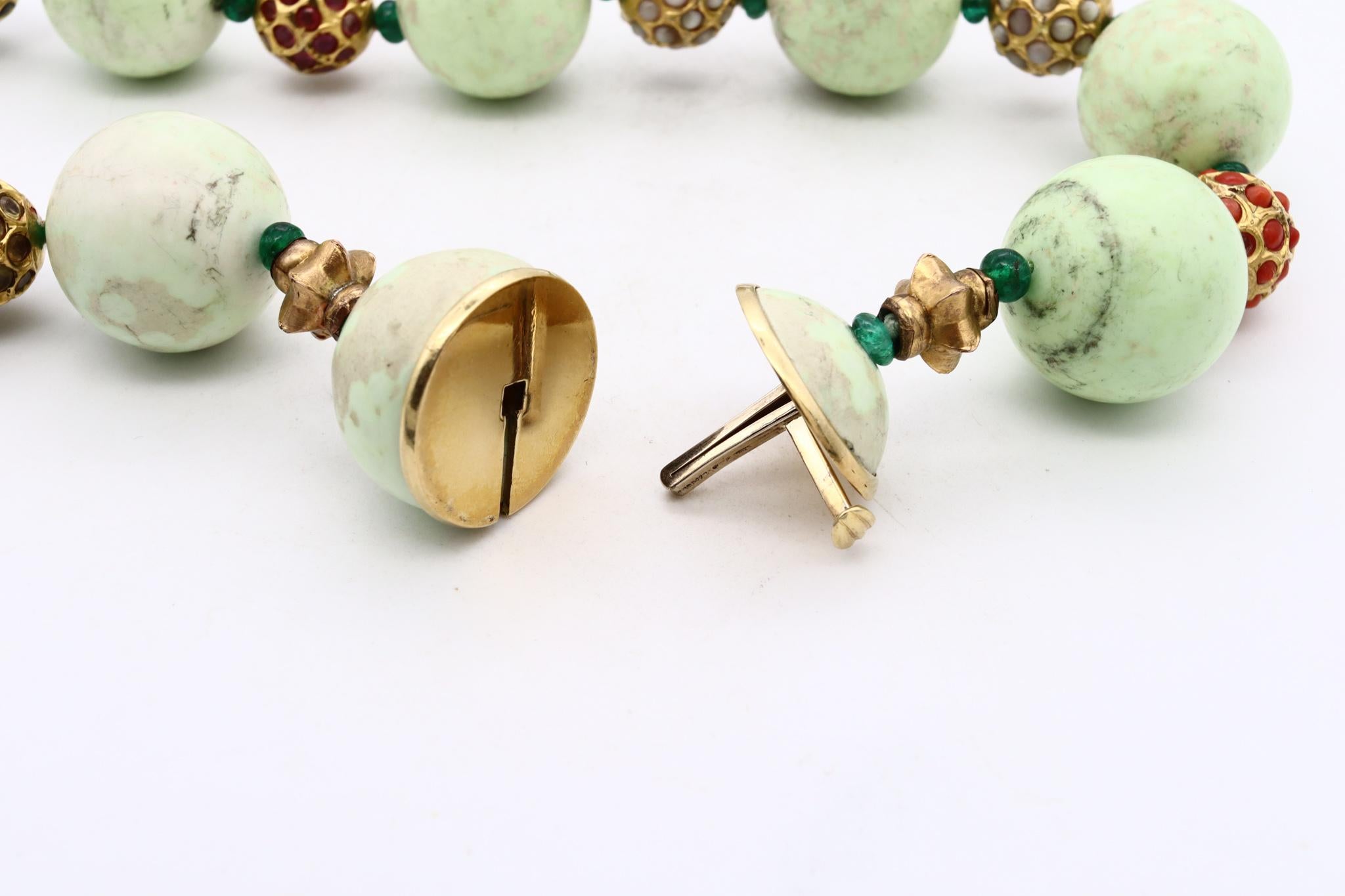 Sabbadini Milano Collar de Cuentas de Ágata en Oro de 18 Quilates 45 Quilates de Piedras Preciosas Naturales en Excelente Estado en Miami, FL