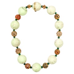 Sabbadini Milano Agate Beads Necklace in 18kt Gold 45 Cts of Natural Gemstones
