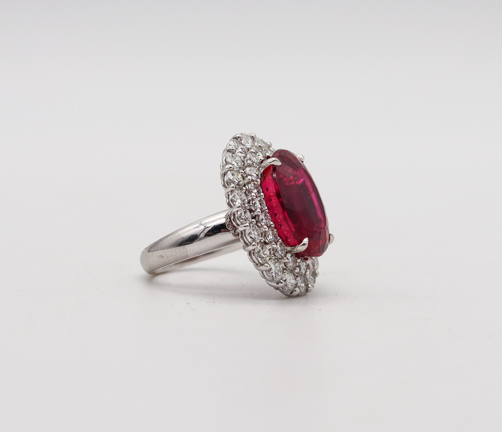 Oval Cut SABBADINI Milano Cocktail Ring In Platinum With 15.32 Ctw Diamonds and Rubellite For Sale