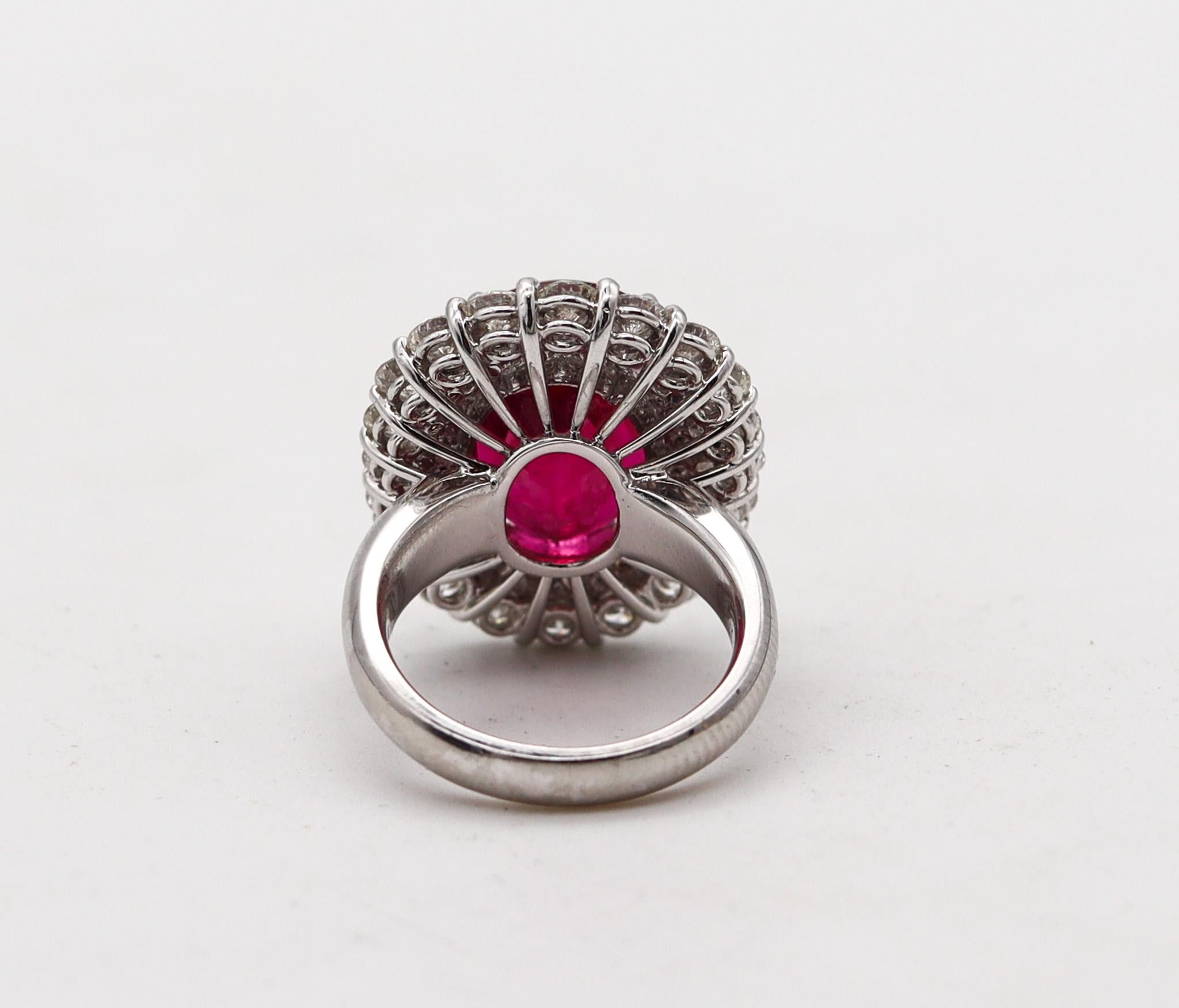 SABBADINI Milano Cocktail Ring In Platinum With 15.32 Ctw Diamonds and Rubellite In Excellent Condition For Sale In Miami, FL
