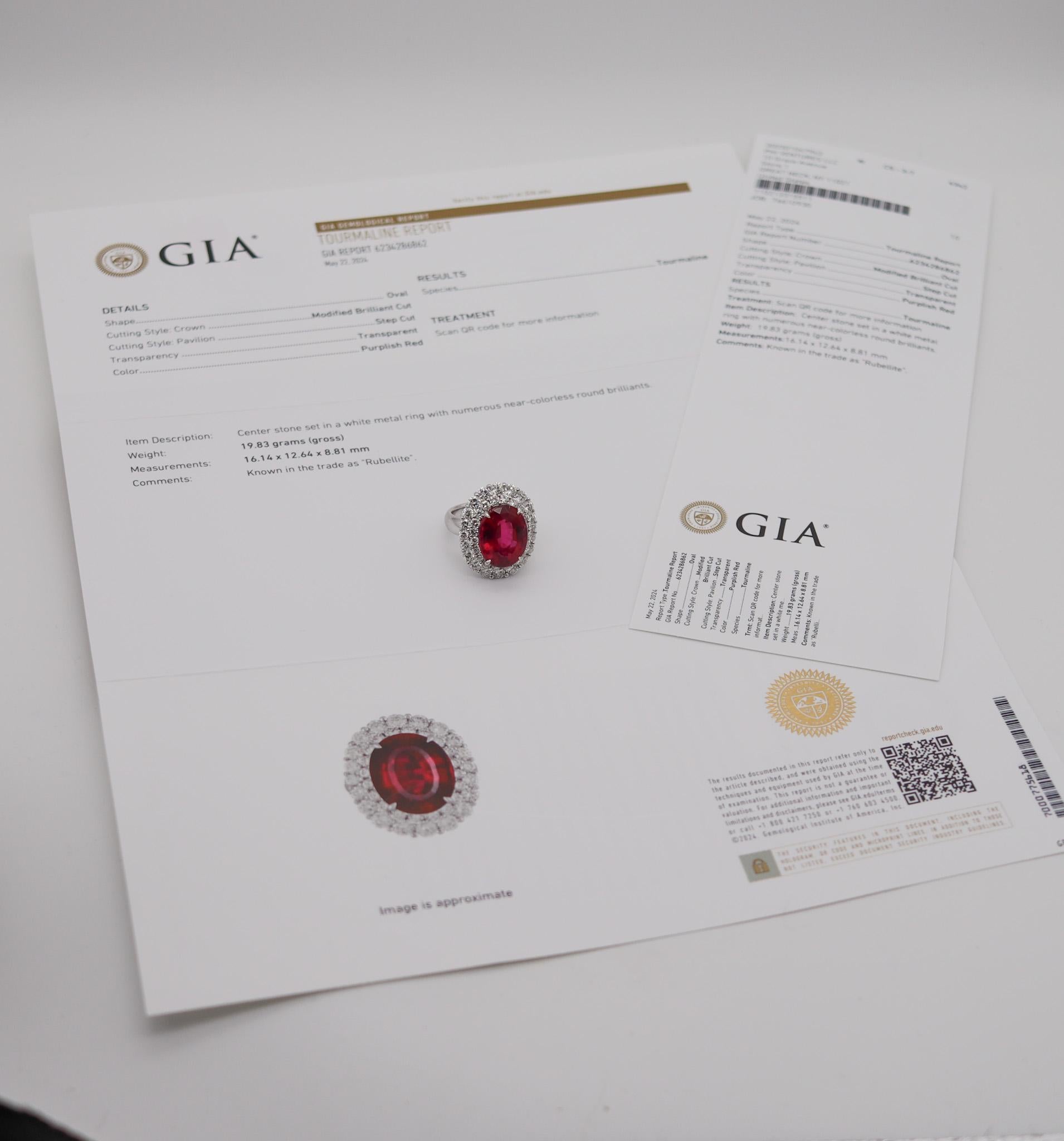 SABBADINI Milano Cocktail Ring In Platinum With 15.32 Ctw Diamonds and Rubellite For Sale 1