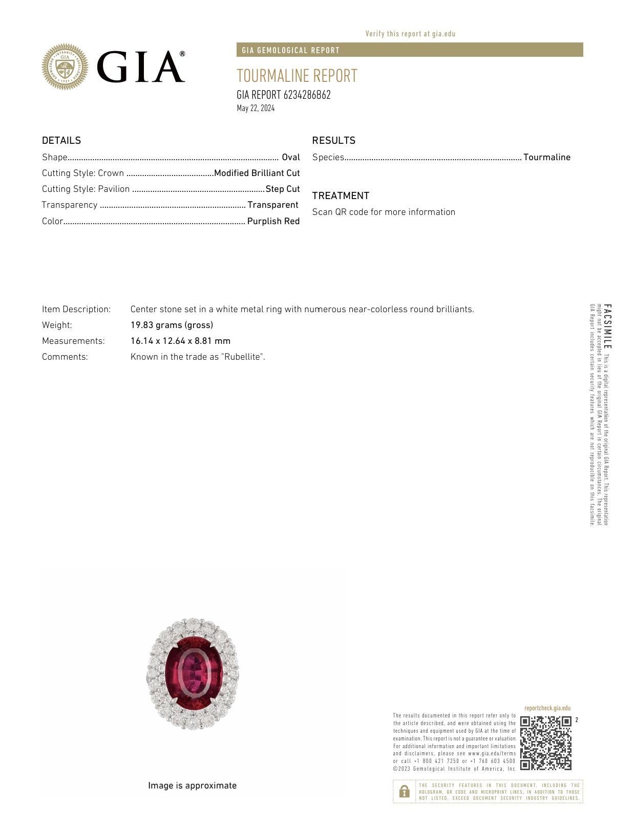 SABBADINI Milano Cocktail Ring In Platinum With 15.32 Ctw Diamonds and Rubellite For Sale 2