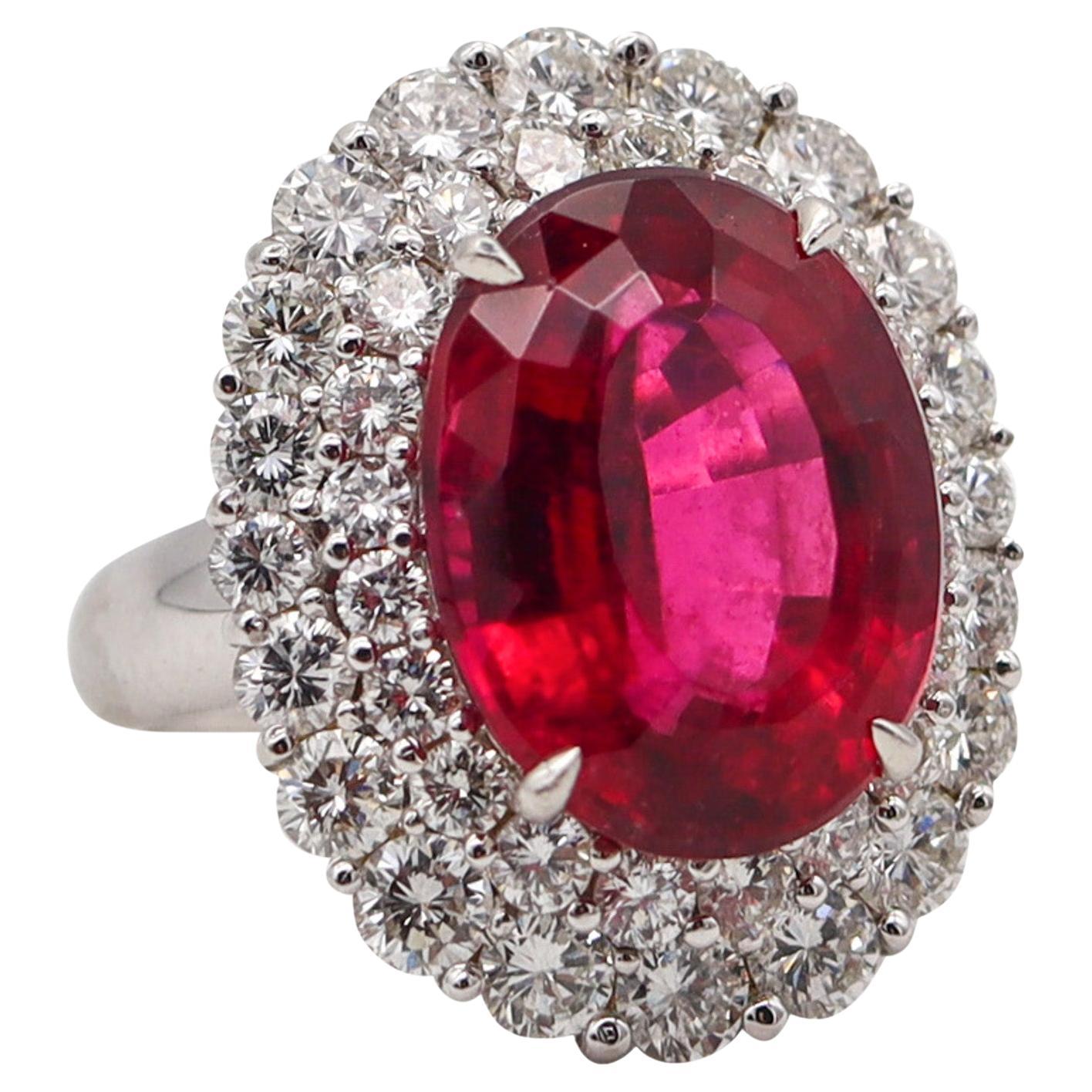 SABBADINI Anillo de cóctel Milano de platino con diamantes de 15,32 qt y rubelita