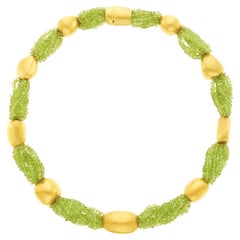Sabbadini Peridot and 18k Yellow Gold Bead Necklace