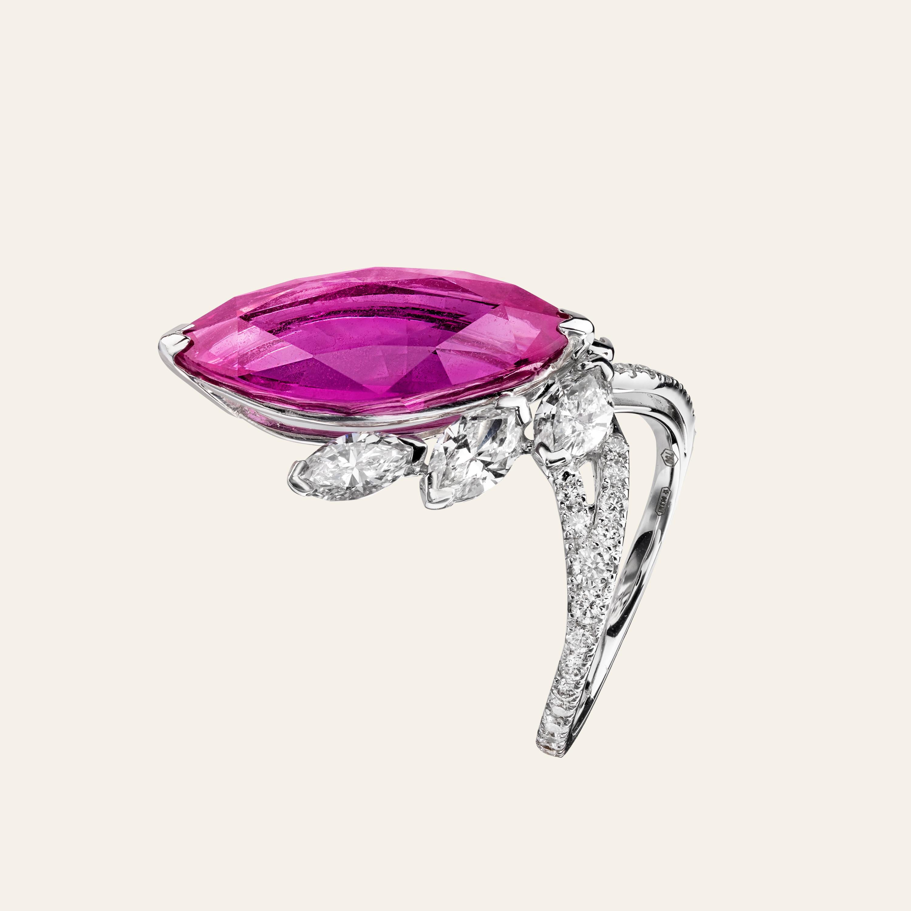 Women's Sabbadini Natural Pink Sapphire and Diamond Ring For Sale