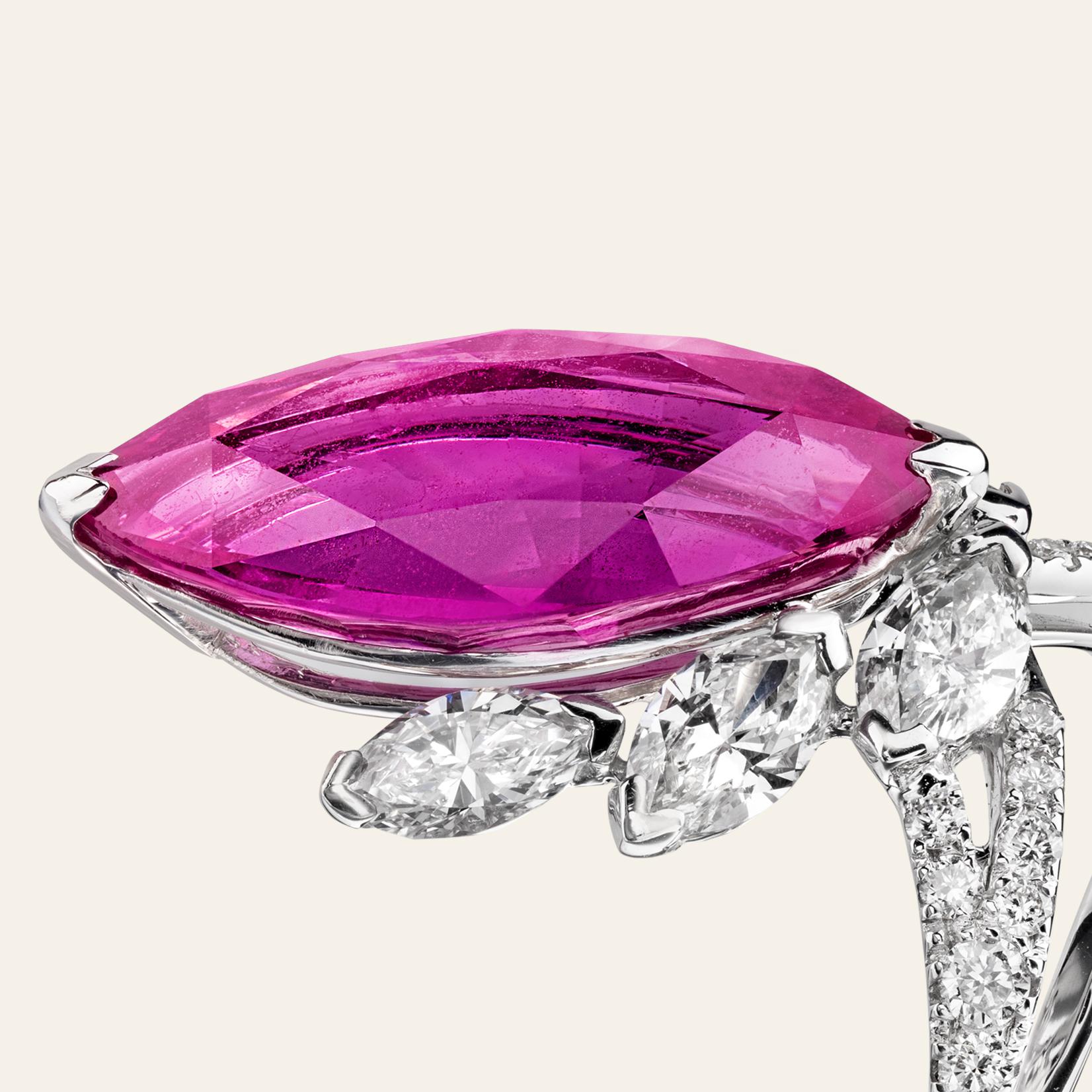 Sabbadini Natural Pink Sapphire and Diamond Ring For Sale 1