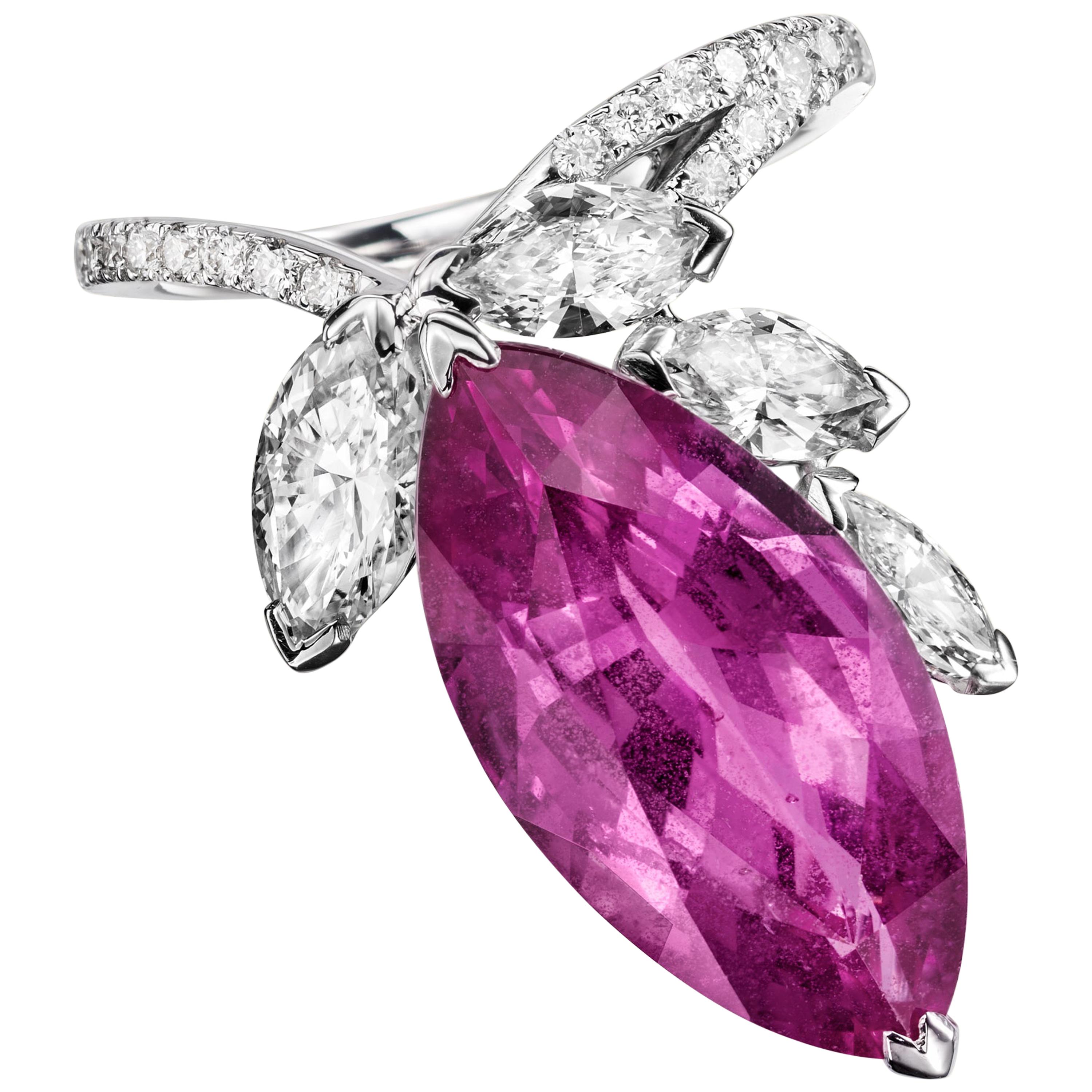 Sabbadini Natural Pink Sapphire and Diamond Ring For Sale