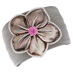 Sabbadini Pink Sapphire Diamond & Perlmutt Mesh-Armband